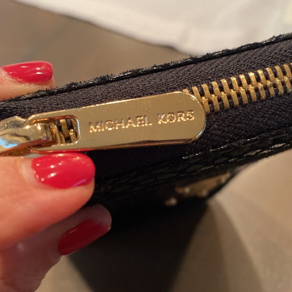 Michael Kors Wristlet Black Python and Gold hardware/interior. Never Used. - Picture 4 of 5